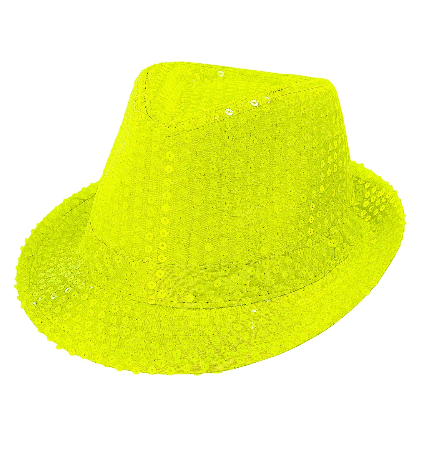 Fedora Pailletten Hut neon-gelb - 2