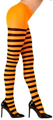 Strumpfhose schwarz-orange-gestreift - 2