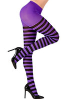 Strumpfhose schwarz-violett-gestreift - 1