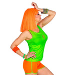 80er Jahre Hot Pants für Damen neon-orange - 1