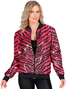 Pink Zebra Pailletten Bomberjacke für Erwachsene - 3