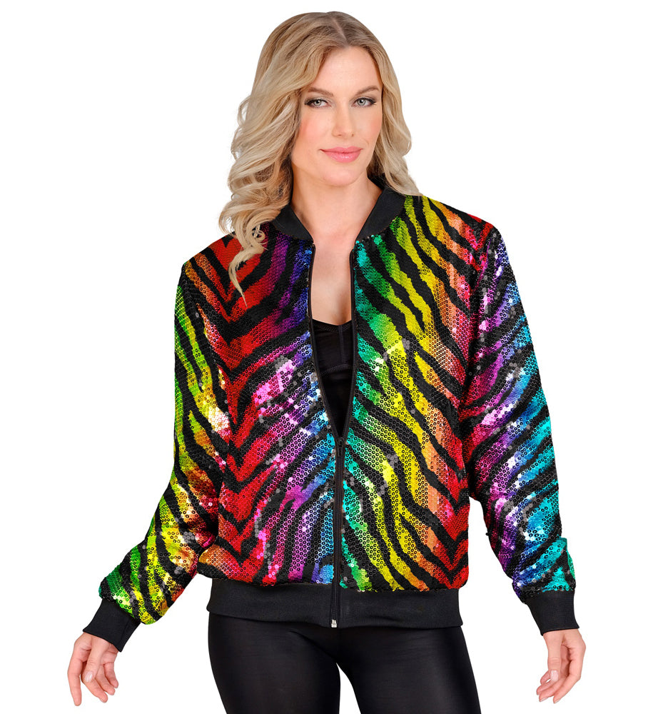 Crazy Rainbow Pailletten Bomberjacke für Erwachsene - 3