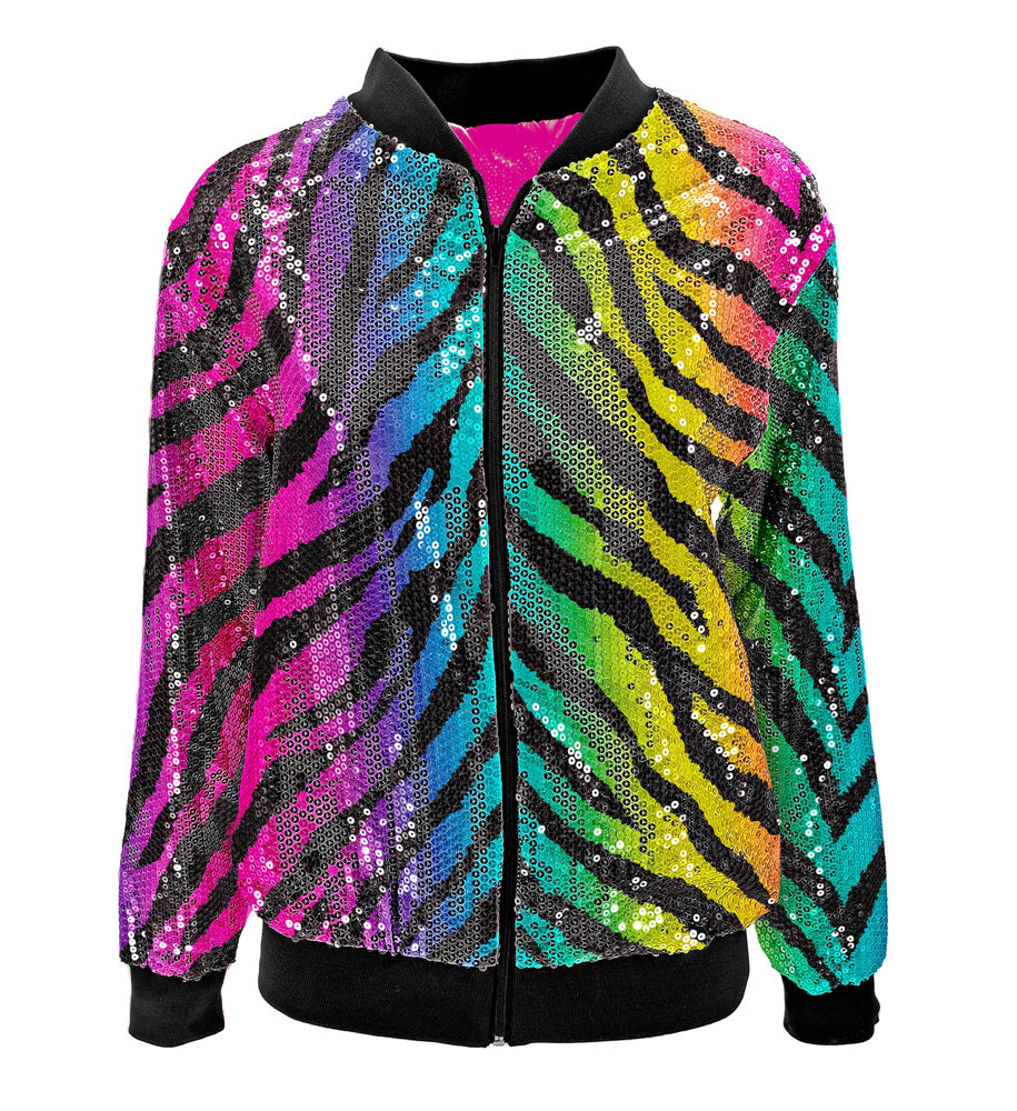 Crazy Rainbow Pailletten Bomberjacke für Erwachsene - 4