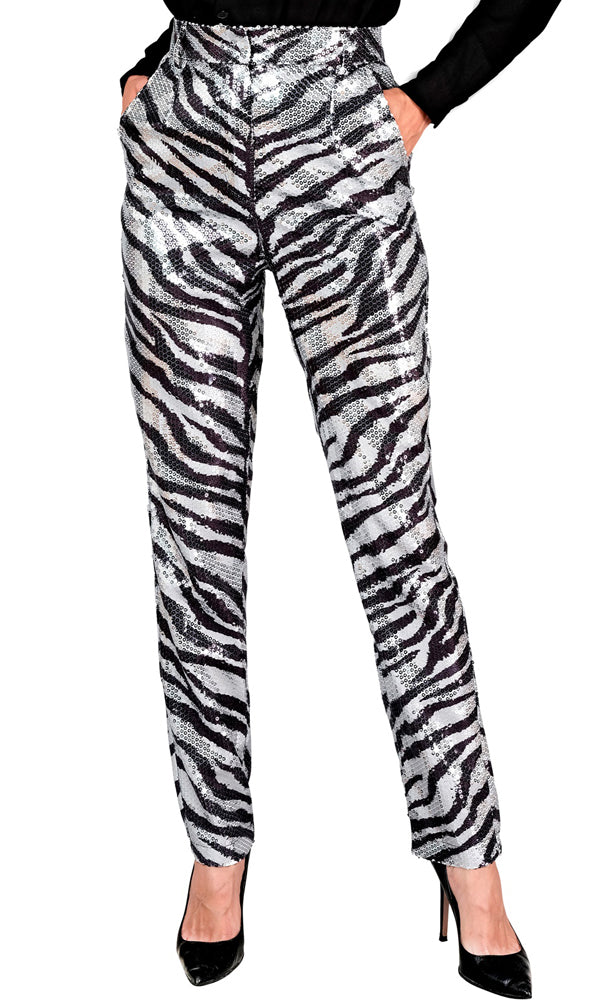 Zebra Party Pailletten Hose für Damen - 1