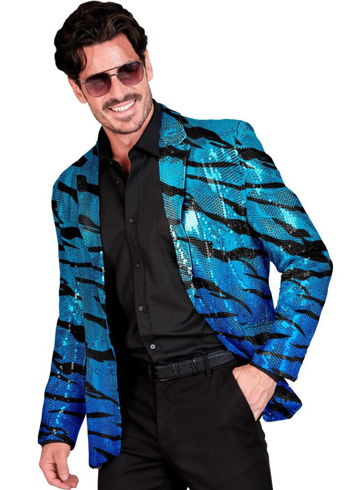 Blue Waves Party Pailletten Jacke für Herren - 1