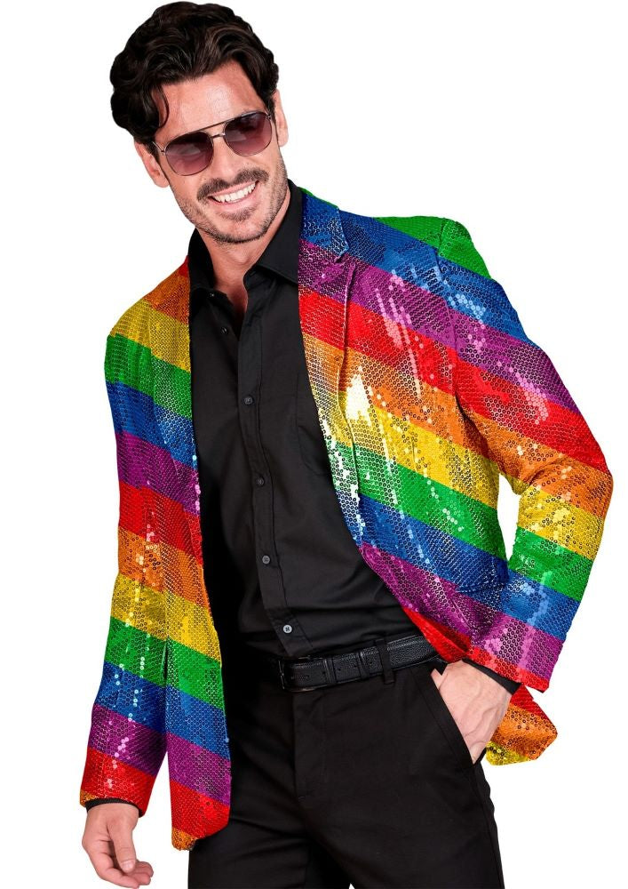 Regenbogen Party Pailletten Jacke für Herren - 1