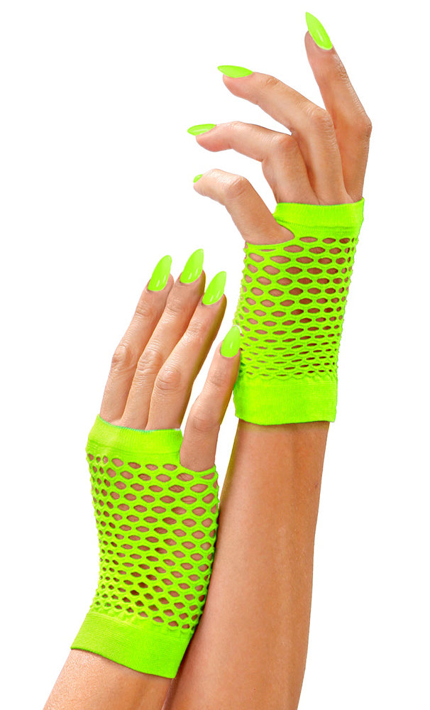 Fingerlose Netzhandschuhe neon-grün - 1