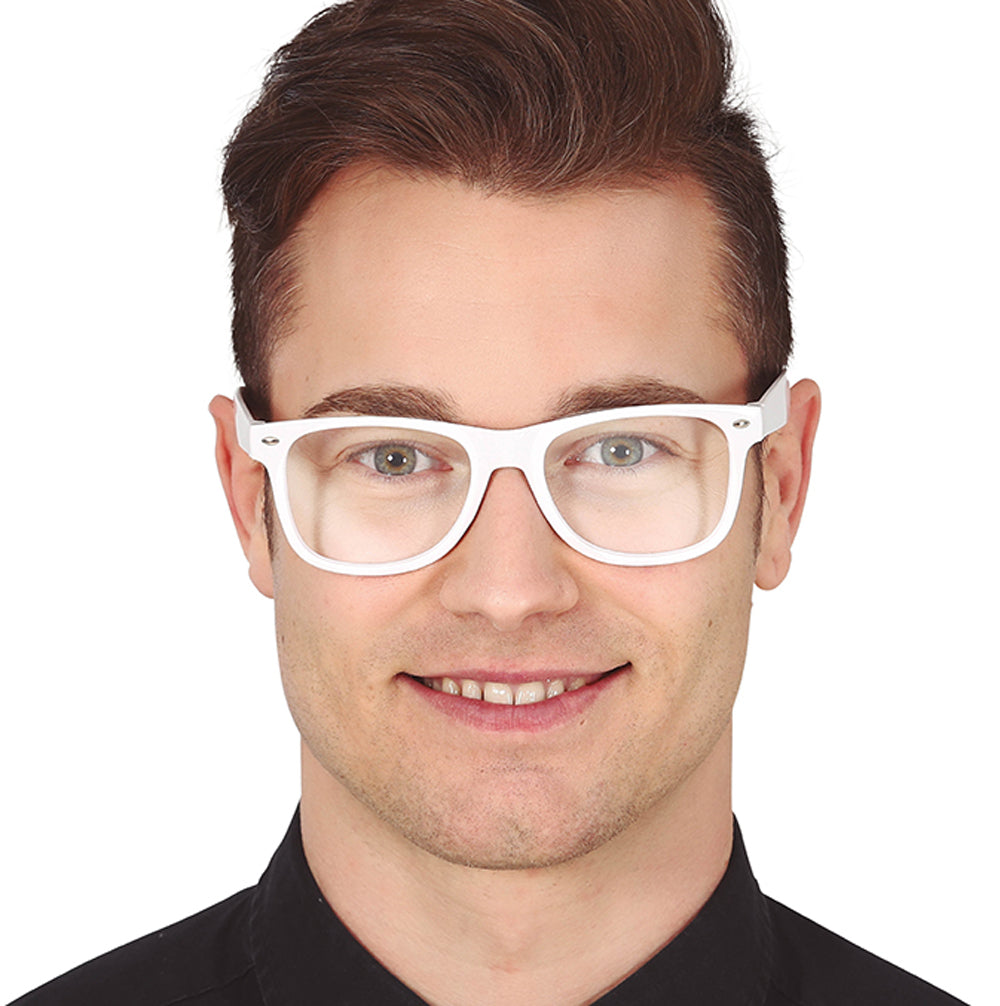 Weiße Brille mit transparenten Gläsern - 1