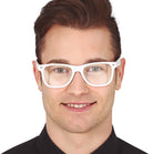 Weiße Brille mit transparenten Gläsern - 1