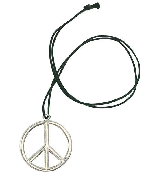 Klassische Hippie Peace Halskette aus Metall - 1