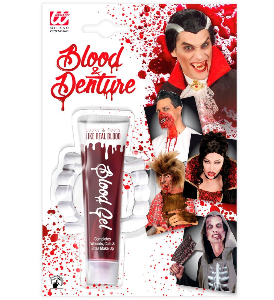 Dickflüssiges Styling-Blut in Tube mit Gebiss - 1