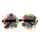 Bunte Flower Power Hippie Brille rund - 2