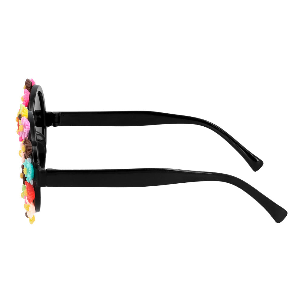 Bunte Flower Power Hippie Brille rund - 3