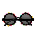 Bunte Flower Power Hippie Brille rund - 4