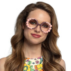 Pink Flower Power Hippie Brille - 1