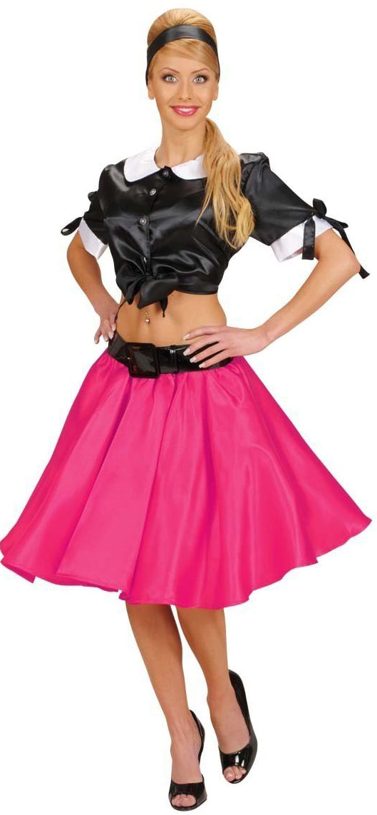 50s Satin-Rock mit Petticoat pink - 1