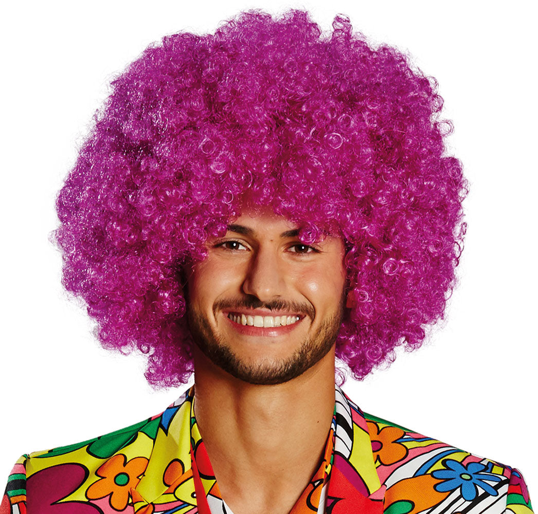 Freaky Happy Hippie Afro Perücke pink - 1