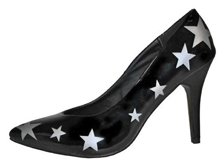 Disco Party Pumps schwarz mit Sternen - 1