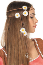 60\'s Peace Hippie Haarband mit Blumen  - 1