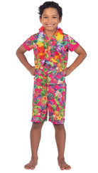 Hawaii Set Kostüm für Kinder pink - 1