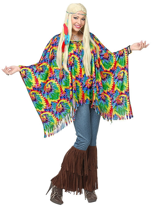 Psychedelischer Hippie Poncho mit Stirnband - 2