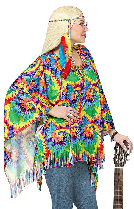 Psychedelischer Hippie Poncho mit Stirnband - 3