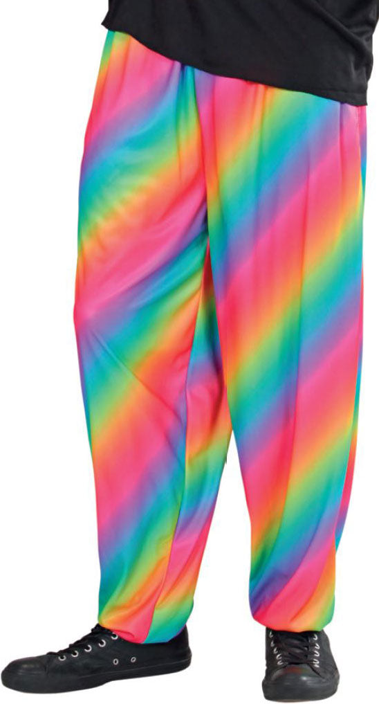 80er Jahre Baggy Regenbogenhose bunt - 1