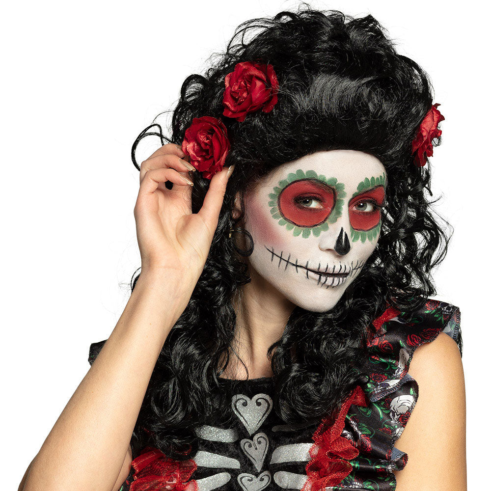 Tag der Toten Catrina Perücke Red Rose - 1