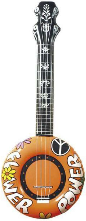 Aufblasbare Flower-Power Gitarre orange - 1