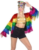 Festival Lamettajacke Regenbogen für Damen - 1