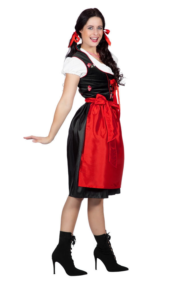 Dirndl Magdalena schwarz-rot für Damen - 1