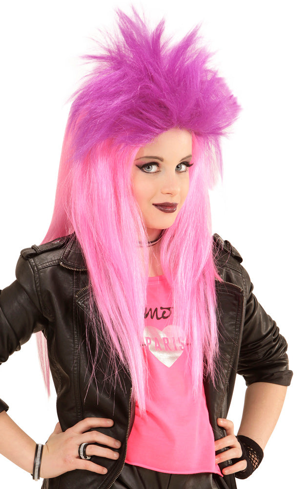 Fetzige Punk Perücke neon pink für Kinder - 2