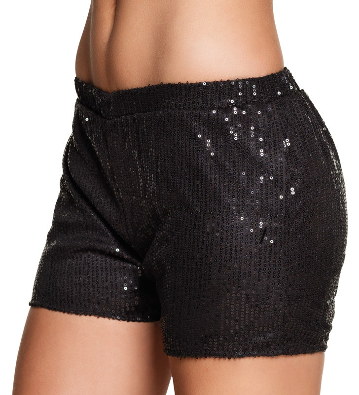 Glamour Pailletten Hotpants schwarz - 1