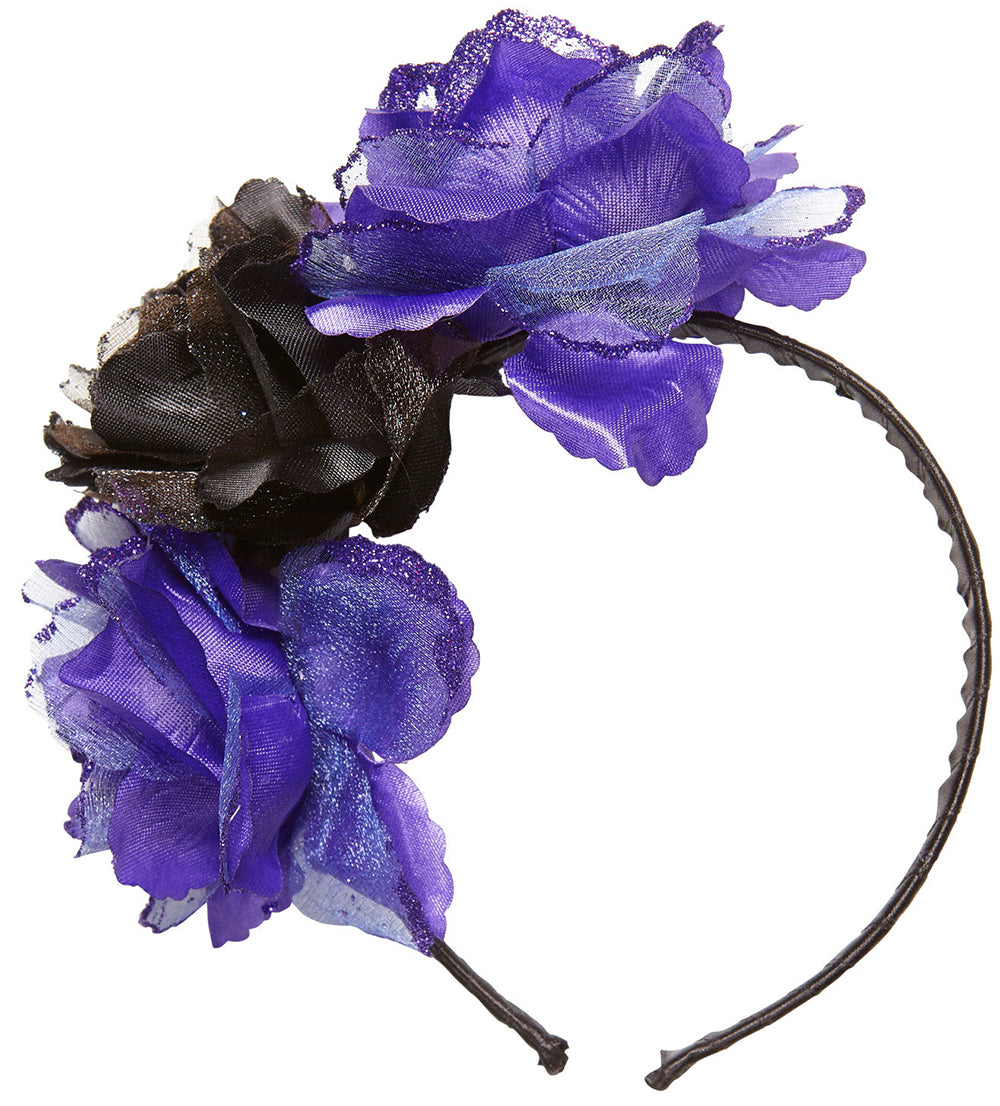 Haarreif mit Rosen violett-schwarz - 2