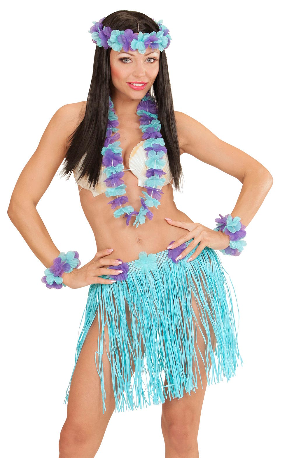 Hawaii Girl Kostüm-Set blau - 1