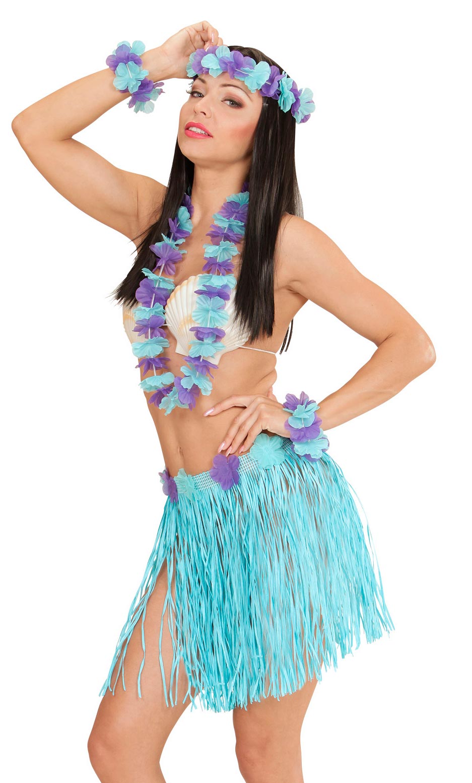 Hawaii Girl Kostüm-Set blau - 2