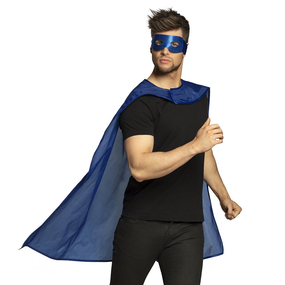 Superhero Set Cape und Maske Blau - 1