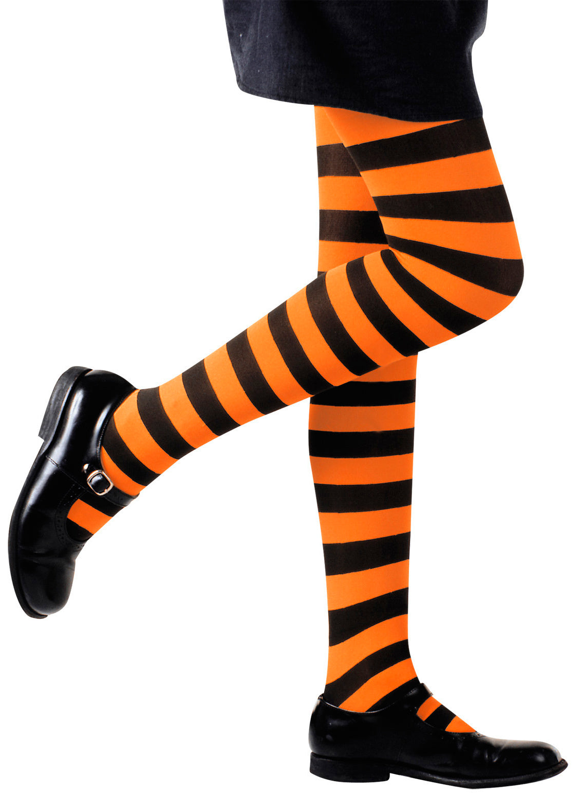 Kinder-Strumpfhose schwarz-orange-gestreift - 1