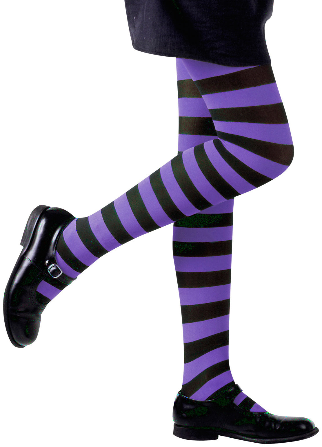 Kinder-Strumpfhose schwarz-violett-gestreift - 1