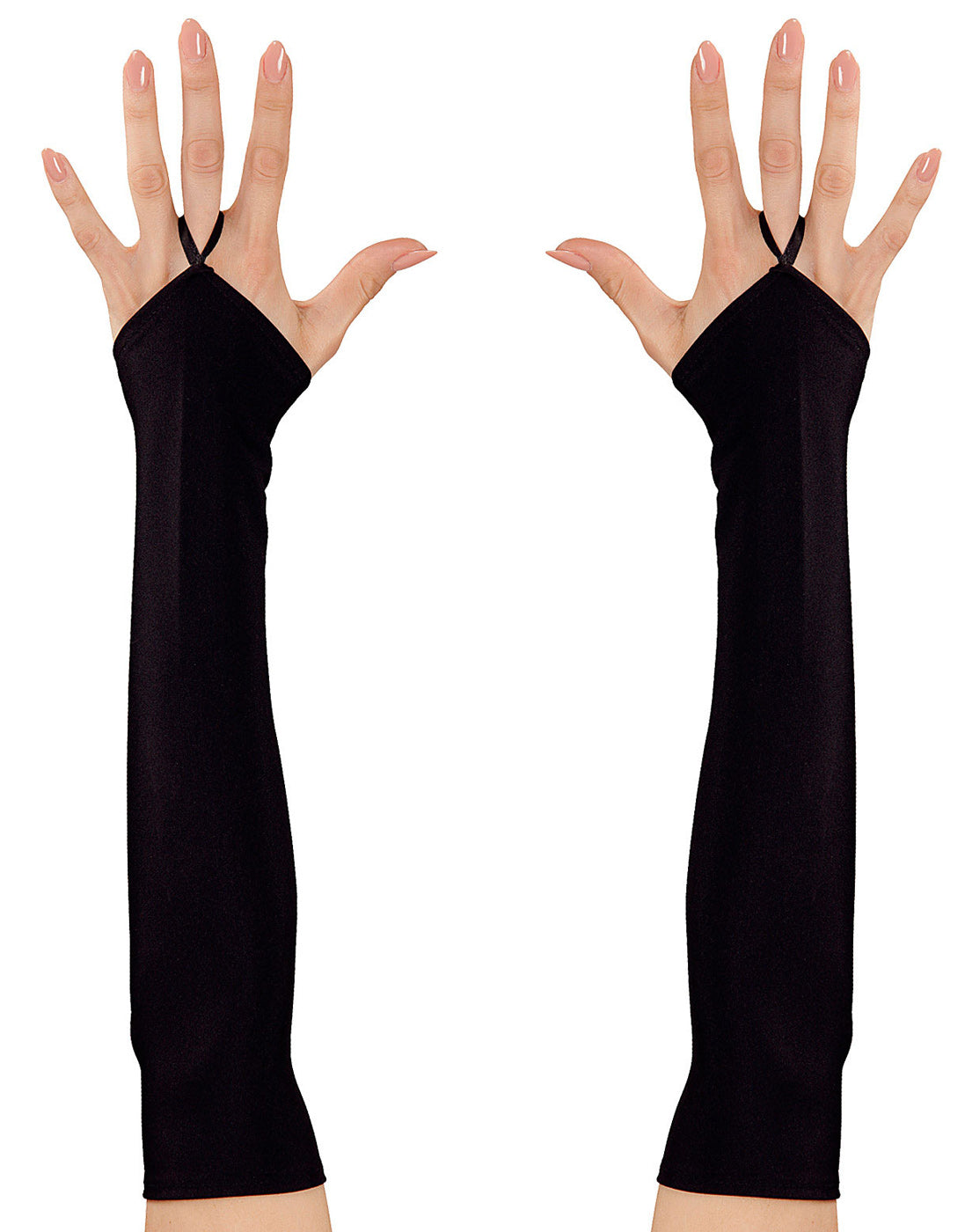 Lange Fingerlose Handschuhe schwarz - 1