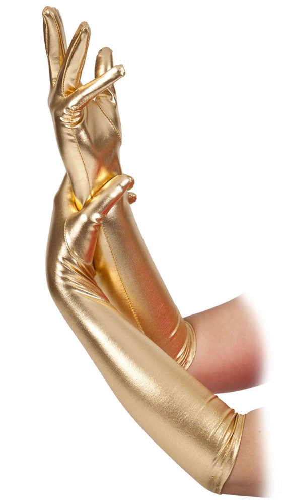 Lange Metallic Handschuhe gold - 1