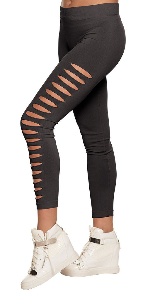 Leggings mit Schlitzen für Damen schwarz - 1