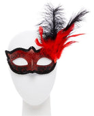 Elegante Federmaske schwarz-rot - 1