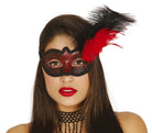 Elegante Federmaske schwarz-rot - 2