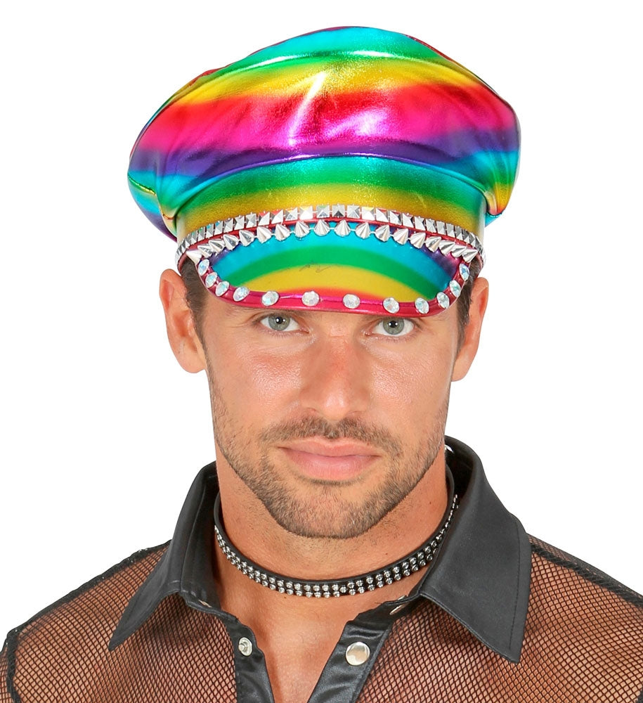 Regenbogen Rocker Biker Mütze - 2