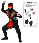 Kombat Ninja Kostüm für Kinder rot - 1