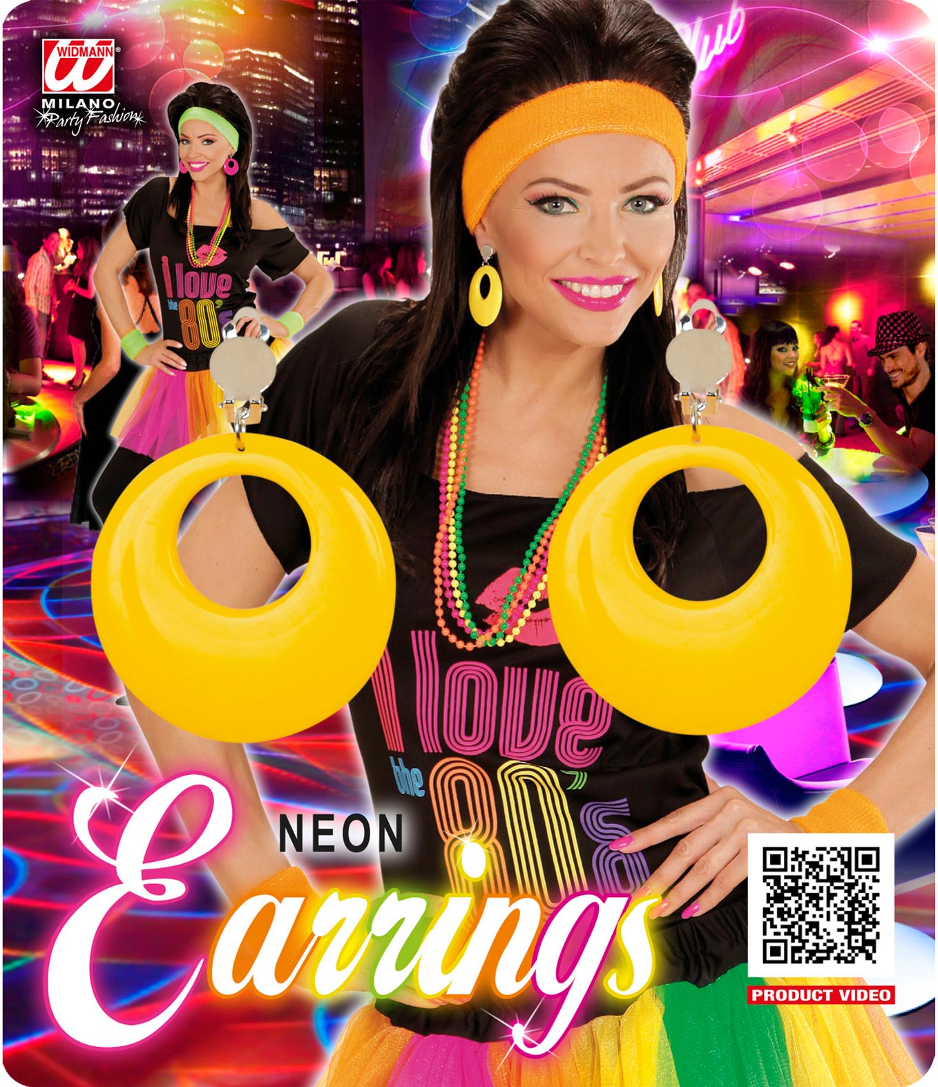 80er Ohrringe neon-gelb - 2