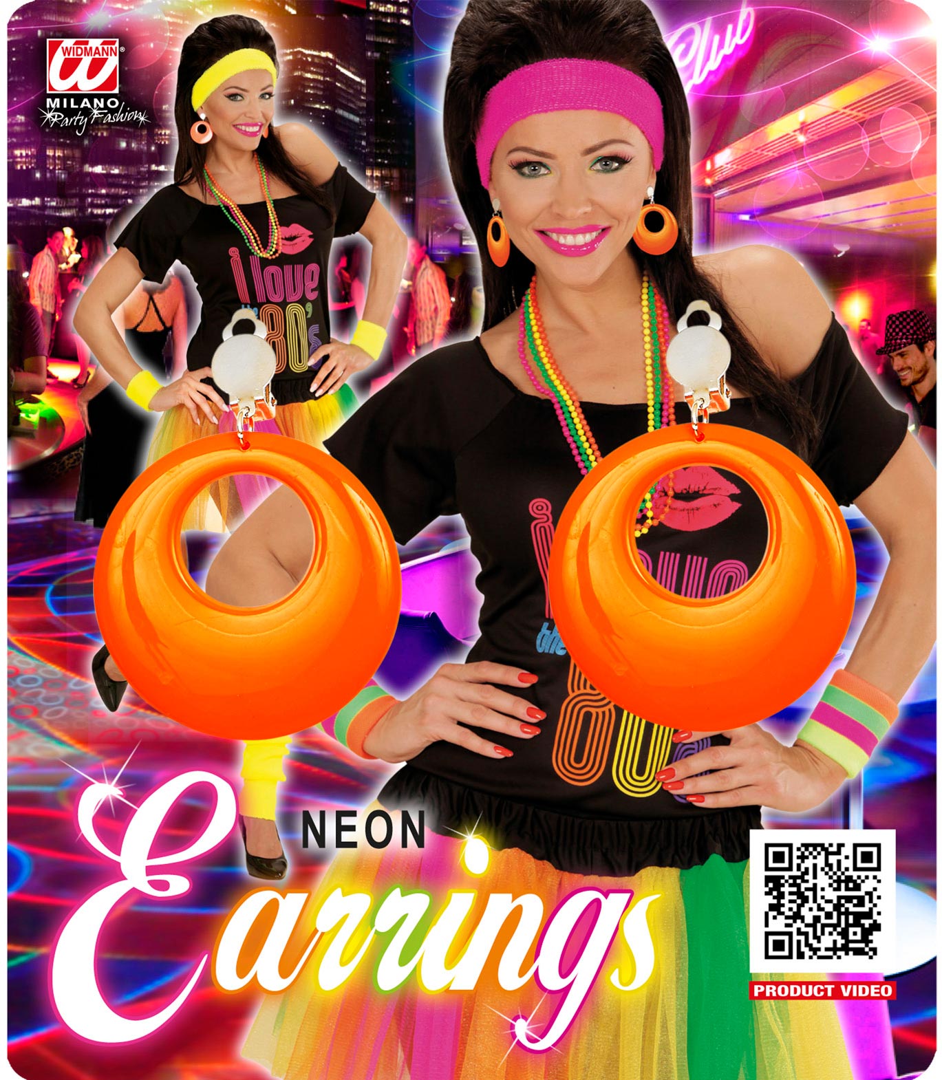 80er Ohrringe neon-orange - 4