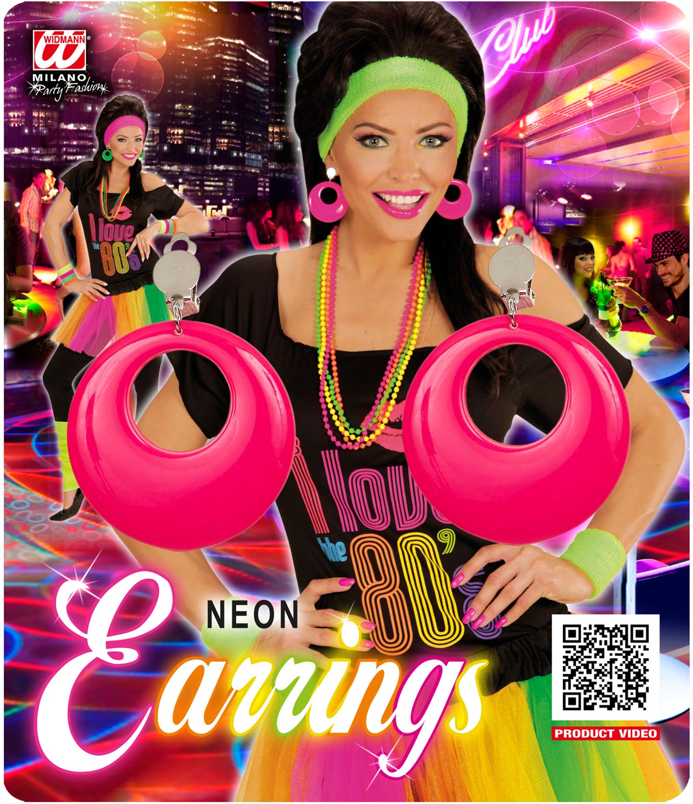 80er Ohrringe neon-pink - 3