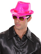 Pailletten Fedora Hut Neon-pink - 5